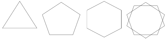 正三角形、正五角形、正六角形